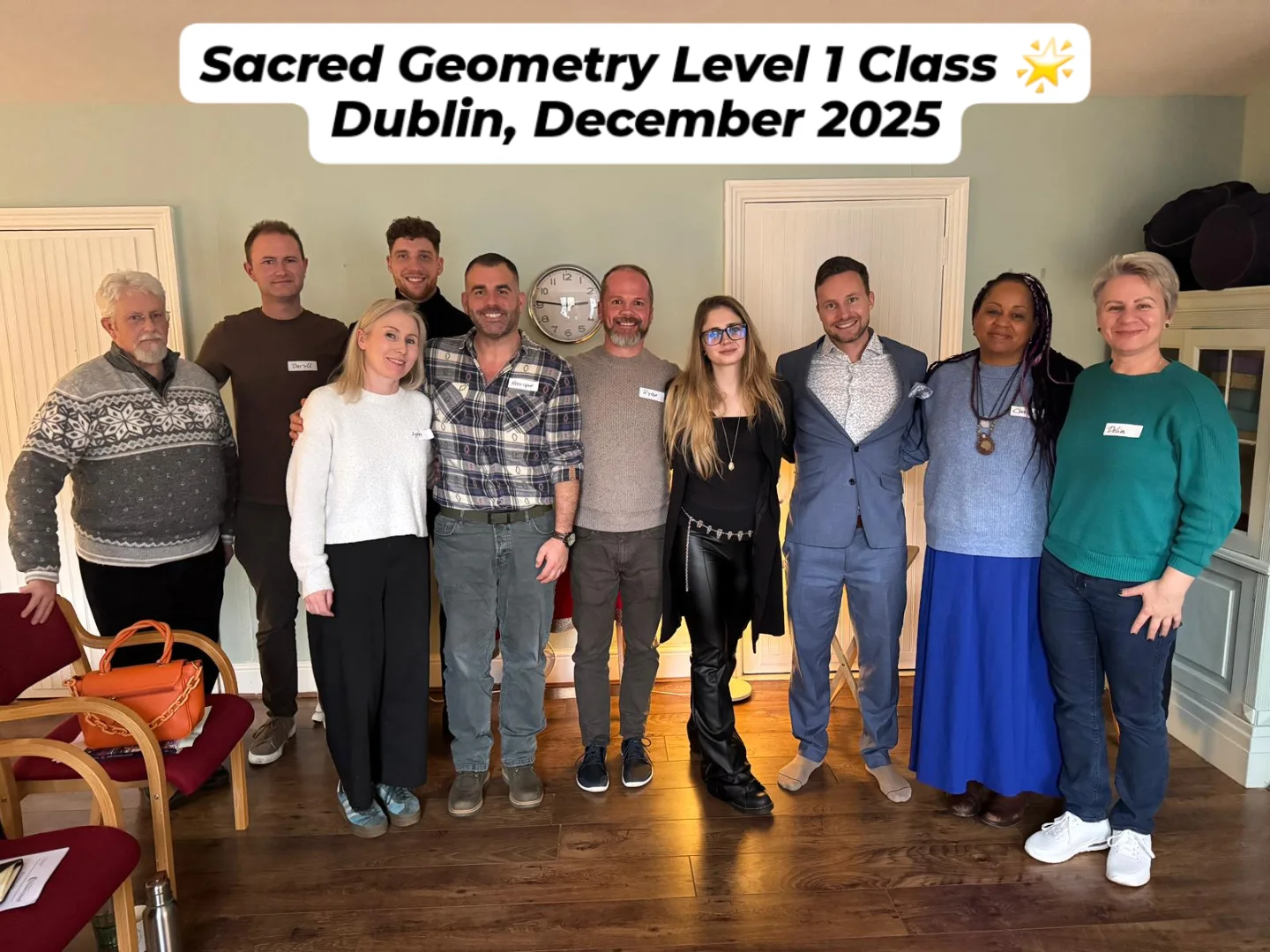 Sacred Geometry Level 1 Class Dublin, December 2025 - Group photo of participants