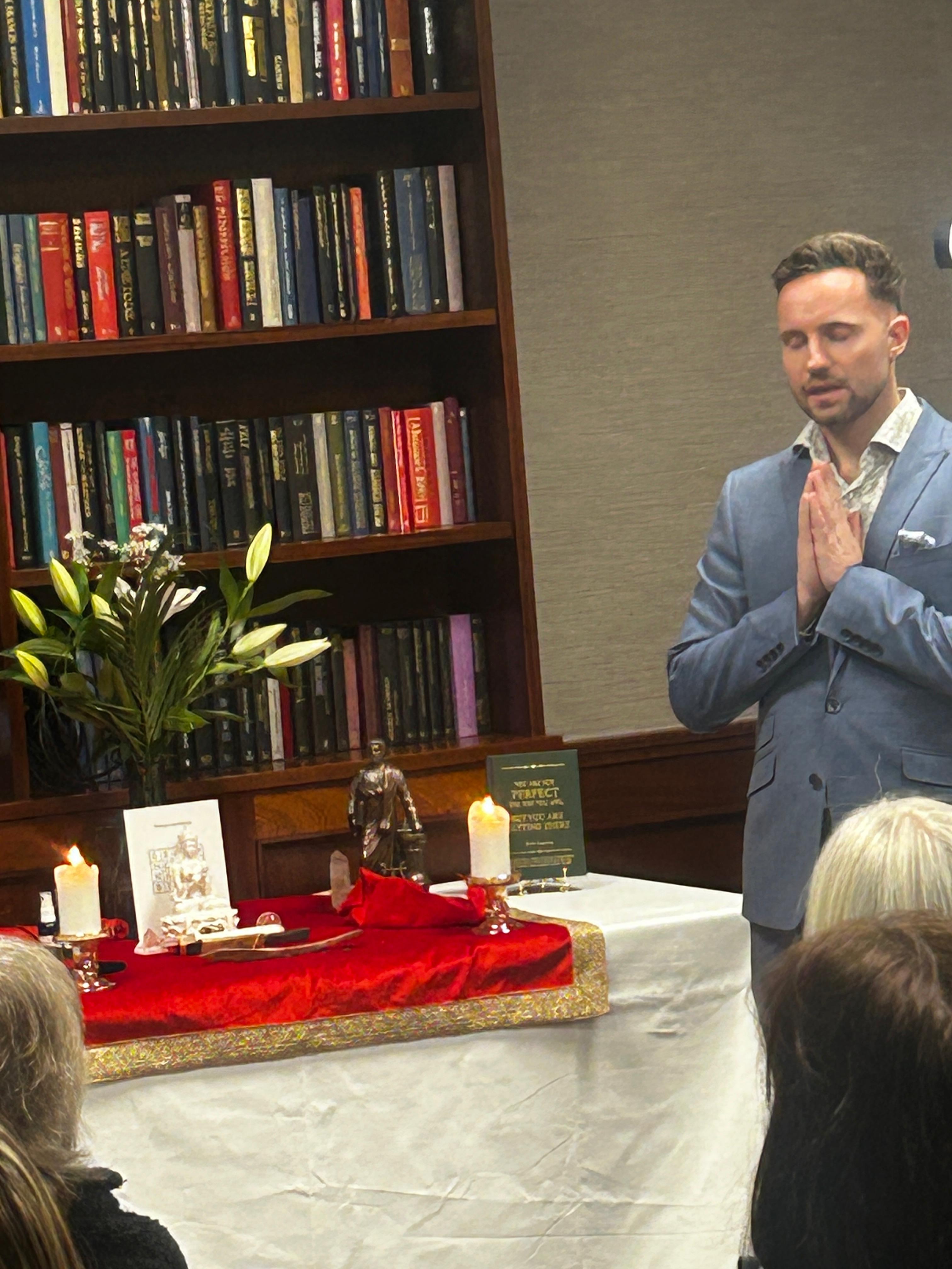 Marian Barnow leading a Sacred Geometry ceremony